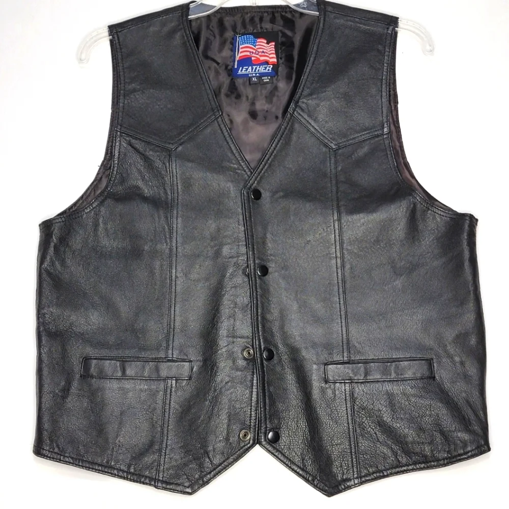 LEATHER US Air Force Motorcycle Vest Size XL‎ #391